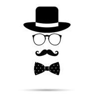 Hat Glasses Bowtie and Mustache man Set Vector illustration N3