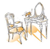 Hand made vecor sketch of cozy interior elements N2