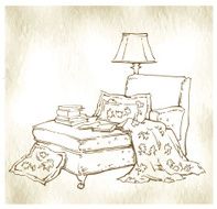 Hand made vecor sketch of cozy interior elements N11