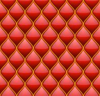 Red with Gold Quilted Leather Seamless Background Vector