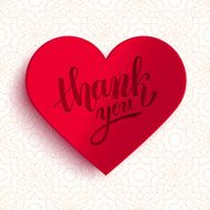 Thank you handwritten vector illustration lettering on heart
