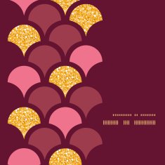 Gold glitter fish scale vertical frame seamless pattern background