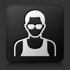 Black Square Button with Male Face Icon N2
