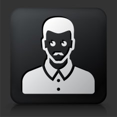 Black Square Button with Male Face Icon N3