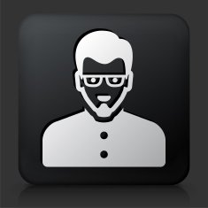 Black Square Button with Male Face Icon N5