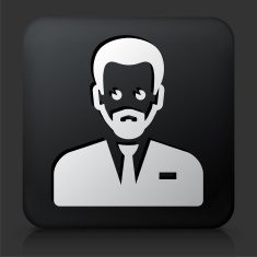 Black Square Button with Male Face Icon N11