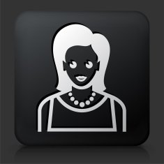 Black Square Button with Female Face Icon N19