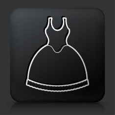 Black Square Button with Bride Dress Icon