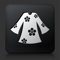 Black Square Button with Hippie Shirt Icon