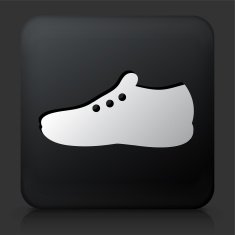 Black Square Button with Shoes Icon