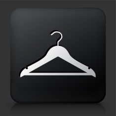 Black Square Button with Cloth Hanger Icon