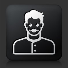 Black Square Button with Male Face Icon N21