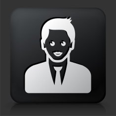 Black Square Button with Male Face Icon N24