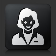 Black Square Button with Female Face Icon N23