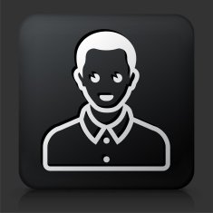 Black Square Button with Male Face Icon N25