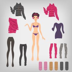 Vector paper doll with winter clothes