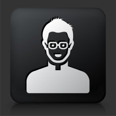 Black Square Button with Male Face Icon N26
