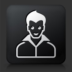 Black Square Button with Male Face Icon N27