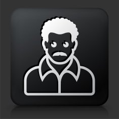 Black Square Button with Male Face Icon N30