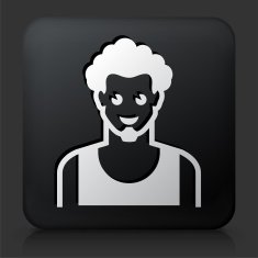 Black Square Button with Male Face Icon N31