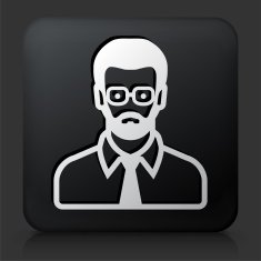Black Square Button with Male Face Icon N32