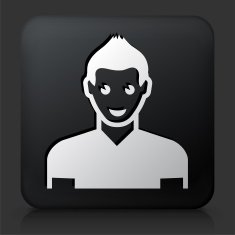 Black Square Button with Male Face Icon N33