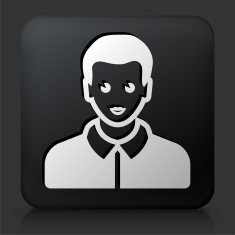 Black Square Button with Male Face Icon N34