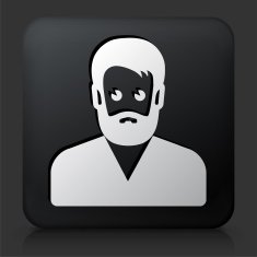 Black Square Button with Male Face Icon N35