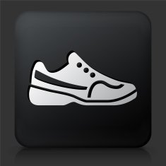Black Square Button with Tennis Shoes