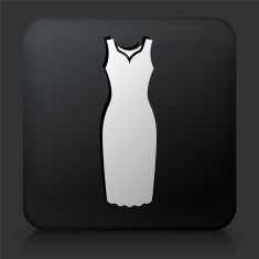 Black Square Button with Dress Icon N2