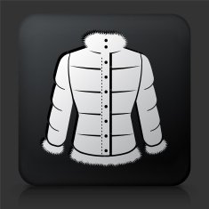 Black Square Button with Jacket Icon N3