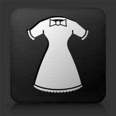 Black Square Button with Dress Icon N4