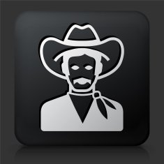 Black Square Button with Cowboy Icon