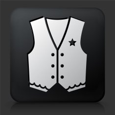 Black Square Button with Cowboy Cloth Icon