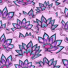 Spring pattern with violet handdrawn flowers