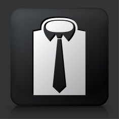Black Square Button with Shirt & Tie