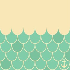 Sea theme vector card template with anchor
