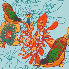 Seamless floral background with petunia N2