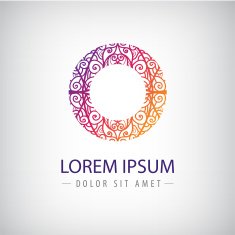 vector abstract colorful lace floral line ornamental round icon