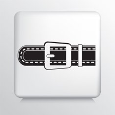 Square Icon with Leather Black Belt and Silver Buckle