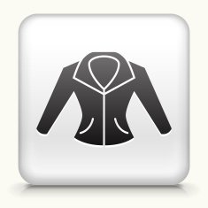 Square Button with Woman's Suit interface icon