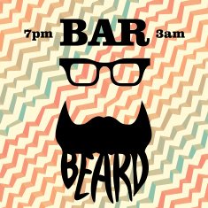 Beard logo template seamless pattern waves background