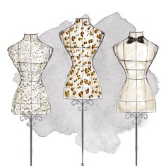 hand draw Fashion Illustration watercolor - mannequin