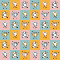 Hand drawn diamonds seamless pattern