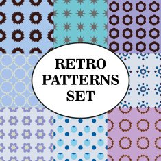 Set of different cold pallette seamless patterns