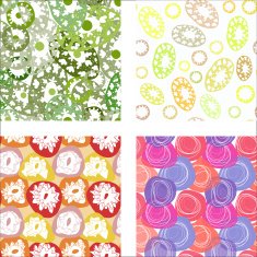 Set of seamless patterns with colorful abstract flowers