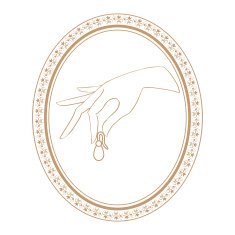 jewelry vintage label with earring in hand