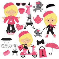 French girl vector illustration