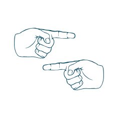 Two Human Hands Index Finger Hand Drawn Vector