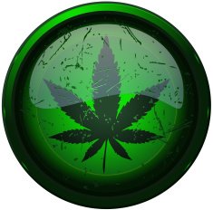 Cannabis Leaf Round Glowing Grunge Sign